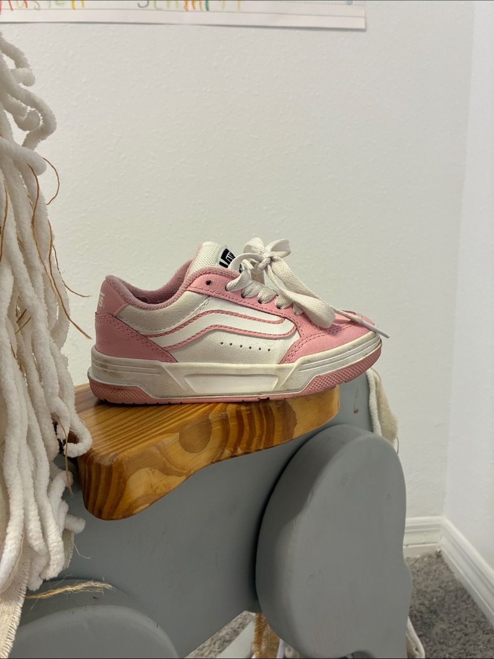 Vans Kids Pink and Cream Low-Top Sneakers
